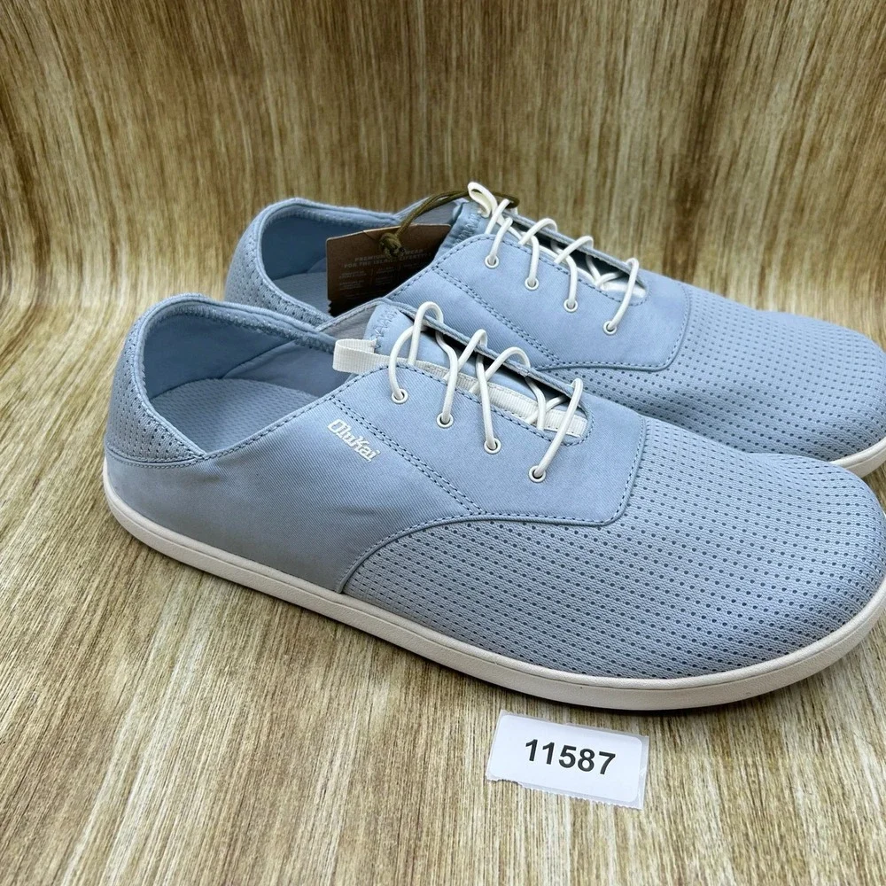 OluKai Nohea Moku Boat Shoes Men's 14 Light Denim Blue Mesh Sneakers 10283-DNDN